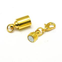 コラム真鍮製マグネットクラスプコンバーター  カニカン付き  ニッケルフリー  ゴールドカラー  12x7x3mm&nbsp;KK-D482-G-NF