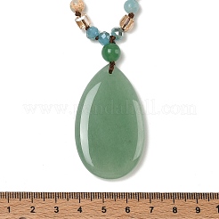 Colliers longs avec pendentif en forme de larme en aventurine verte naturelle et perles de verre&nbsp;GG-CBAE048-01C