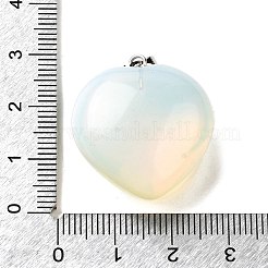 天然＆合成混合原石のペンダント  真鍮製スナップオンベイル付き  ハートチャーム  プラチナ  26.5~27x25x13.5~14mm  穴：6.5x3.5mm&nbsp;G-C188-03
