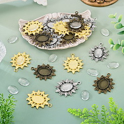 30 pz 3 colori ciondolo in lega stile tibetano vintage fiore cabochon castone impostazioni&nbsp;TIBEP-TA0001-47