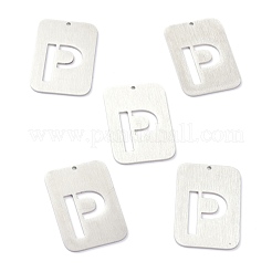 変色しない304ステンレススチールペンダント  アルファベットの長方形  中空  文字.p  32x22x1mm  穴：1.5mm&nbsp;STAS-K216-49P-P