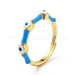 Verstellbarer Ring aus Emaille mit bösem Blick&nbsp;RJEW-I087-01G