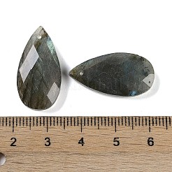 天然石ラブラドライトペンダント  多面カット  ティアドロップ  25x13x6mm  穴：1mm&nbsp;X-G-C140-05J