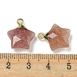 天然石ペンダント  ラックメッキ真鍮のパーツ  スター  染めと未染色の混合  18x15x6mm  穴：2mm&nbsp;G-P540-01G