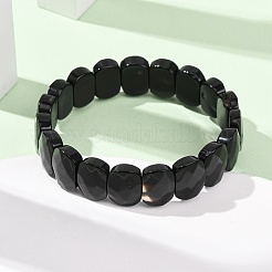 Pulseras elásticas unisex con cuentas de ágata negra natural teñidas y calentadas.&nbsp;G-K303-01A