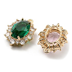 Латунные микропаве прозрачные подвески с фианитом KK-D038-01G