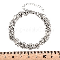 女性用304ステンレススチール製ダブルリンクチェーンブレスレット  ステンレス鋼色  6.57インチ（16.7cm）&nbsp;SA-H001-23P
