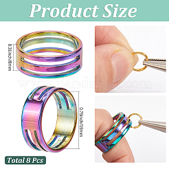 8 шт. широкие кольца из нержавеющей стали RJEW-SC0001-22