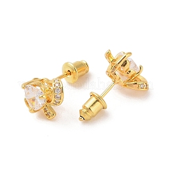 Aretes de latón chapado en rack con micro pavé de circonitas cúbicas&nbsp;EJEW-I304-06G-08