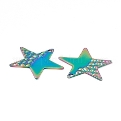 イオンプレーティング（IP）304ステンレスペンダント  星のチャーム  虹色  25x26x1mm  穴：1.5mm&nbsp;STAS-B031-03R