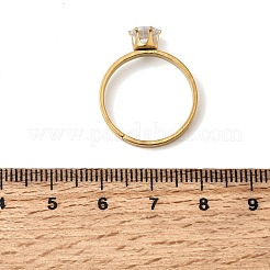Bagues en acier inoxydable 304 avec pavé de zircones cubiques pour femmes&nbsp;RJEW-B161-02G-01