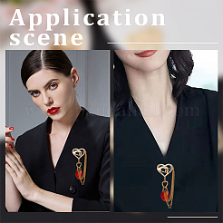 6 шт. прозрачное кубическое циркониевое сердце с булавкой для броши JEWB-BBC0001-03