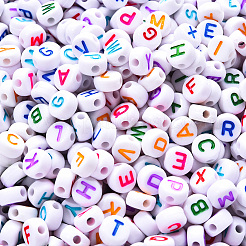 1 сумка 1200шт непрозрачные акриловые плоские круглые с бусинами в виде букв и сердечек DIY-YW0002-32