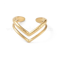 12 шт. ионное покрытие (IP) 304 нержавеющая сталь V-образные открытые манжеты кольца для женщин RJEW-G312-04G