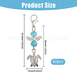 60 шт. подвеска в виде ангела из сплава и стекла в тибетском стиле в виде черепахи HJEW-CA00067