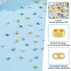 300 шт. 3-цветная гальванизированная немагнитная синтетическая гематитовая бусина G-DC0001-44