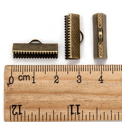 アイアン製カシメリボン止めエンドパーツ  アンティークブロンズ  8x20mm  穴：2mm&nbsp;IFIN-S008-AB