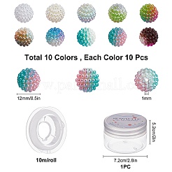 100 pz. 10 colori perline acriliche di bacche di perle finte per kit fai da te per la creazione di braccialetti elastici&nbsp;DIY-SC0015-38