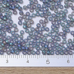 MIYUKIラウンドロカイユビーズ  日本製シードビーズ  （rr152fr）マット透明グレーab  11/0  2x1.3mm  穴：0.8mm  約1100PCS /ボトル  10 G /ボトル&nbsp;SEED-JP0008-RR0152FR