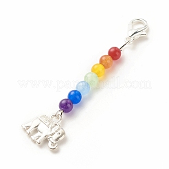 Chakra-Thema natürliche und gefärbte Malaysische Jade-Perlen-Anhänger-Dekorationen&nbsp;HJEW-JM00642-04