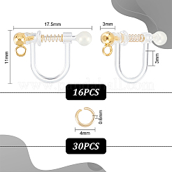 16 шт. фурнитура для сережек-клипс из нержавеющей стали 304 STAS-UN0051-64