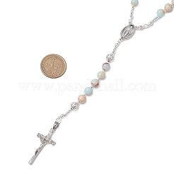 Драгоценный камень Иисус крест кулон четки бусины ожерелья для женщин NJEW-TA00177