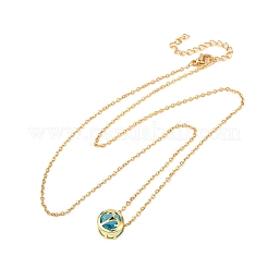 Латунный паве кубический цирконий камень рождения созвездие кулон кабель цепочка ожерелья NJEW-D334-01G-07