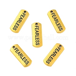 Тибетский стиль сплава прямоугольник с подвесками слов бесстрашных&nbsp;LS-TIBEP-Q043-064AG-RS