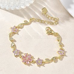 Messing-Gliederkettenarmbänder mit Mikropflaster und Zirkonia für Damen&nbsp;BJEW-C156-04D-03G