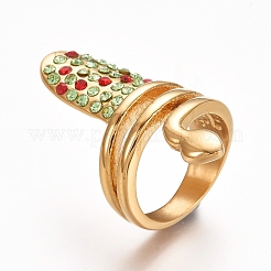 Anillos de dedo de acero inoxidable 304 con revestimiento iónico (IP)&nbsp;RJEW-E157-08G-J