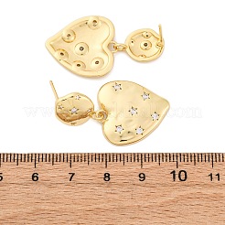 Ohrstecker aus Messing mit Mikropflaster und klarem Zirkonia in Herzform&nbsp;LS-EJEW-R025-24G