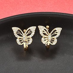 Латунные серьги-манжеты из прозрачного кубического циркония&nbsp;EJEW-F370-23G