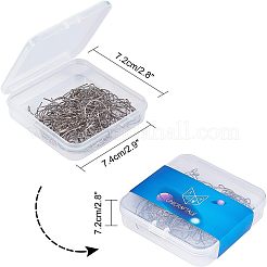 304ステンレススチールピアスフック  耳ワイヤー  垂直ループ付き  ステンレス鋼色  25x14x4mm  穴：3mm  21ゲージ  ピン：0.7mm  200個/箱&nbsp;STAS-UN0003-41P