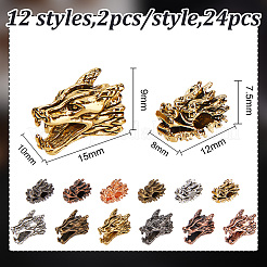 24шт 12 стиля бусины из сплава в тибетском стиле&nbsp;TIBEB-DR0001-01