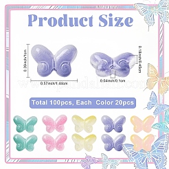 100шт 5 цвета двухцветные прозрачные окрашенные распылением стеклянные бусины&nbsp;GLAA-YW0005-20