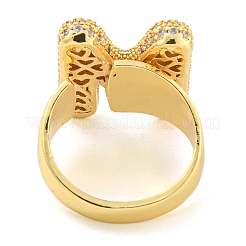 Латунное микро-паве прозрачное кольцо-манжета с буквами кубического циркония для женщин RJEW-M173-01G-M