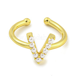 Anneaux de manchette ouverts en laiton plaqué en rack pour femmes&nbsp;RJEW-F162-01G-V