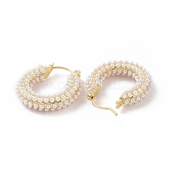 Серьги-кольца из бисера из абс-пластика с имитацией жемчуга EJEW-E277-06G