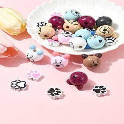 40шт 10 стиля натуральных деревянных бусин WOOD-FS0001-35