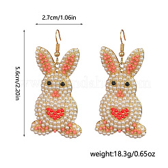 Пасхальные серьги-подвески в виде кролика из цинкового сплава и пластика с имитацией жемчуга.&nbsp;FS-WG041E6-01