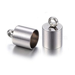 変色しにくい201ステンレススチールコードエンド  エンドキャップ  コラム  ステンレス鋼色  11x7mm  穴：2mm  内径：6mm&nbsp;STAS-O107-09P-A