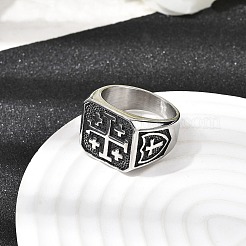 Fingerringe mit Jerusalem-Kreuz aus Edelstahl 304 für Herren&nbsp;RJEW-D339-01A-AS