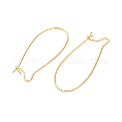 304ステンレススチールフープピアス金具  腎臓耳ワイヤー  ゴールドカラー  34x13x4mm  ピン：0.7mm&nbsp;STAS-P223-01G-07