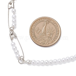 Ожерелья из круглых бусин с железными булавками и акриловым искусственным жемчугом NJEW-JN05613