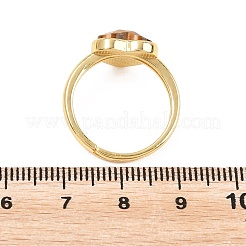 Bagues en œil de tigre naturel avec accessoires en laiton&nbsp;G-H353-03G-01