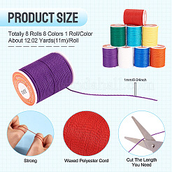 8 rollo de cordón de poliéster encerado redondo de 8 colores&nbsp;YC-TA0001-26