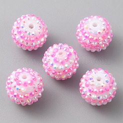 Бусины со стразами из смолы&nbsp;RESI-WH0034-33