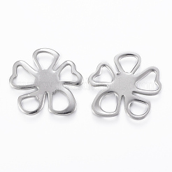 変色しにくい304ステンレススチール製フィリグリージョイナー  花  ステンレス鋼色  26.5x25x1.5mm  穴：5~7mm&nbsp;STAS-H416-17P