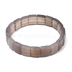 天然黒瑪瑙ビーズストレッチブレスレット（ユニセックス）  多面カット四角形  ビーズ：12x10x6mm  内径：2.24インチ（5.7cm）&nbsp;G-K303-02M
