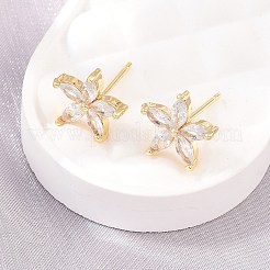 Boucles d'oreilles en laiton avec micro pavé de zircons cubiques pour femmes&nbsp;KK-A305-05G
